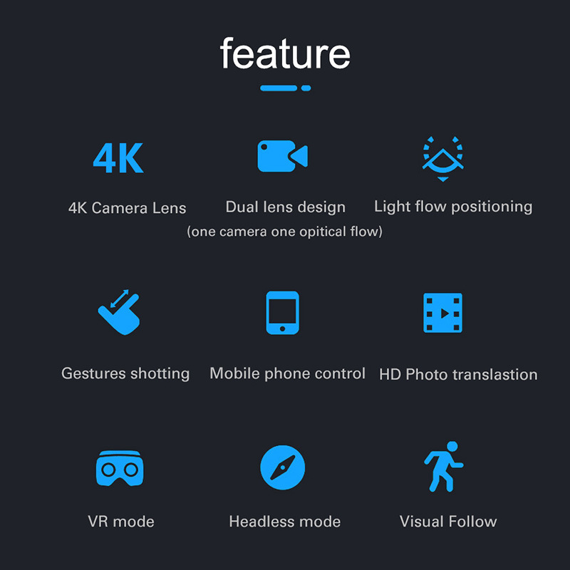 F62 Drone 2.4G 4CH WiFi FPV 4K HD Folding Voice-Activated 4-Axis Aircraft RC Quadcopter Hobbyist UAV