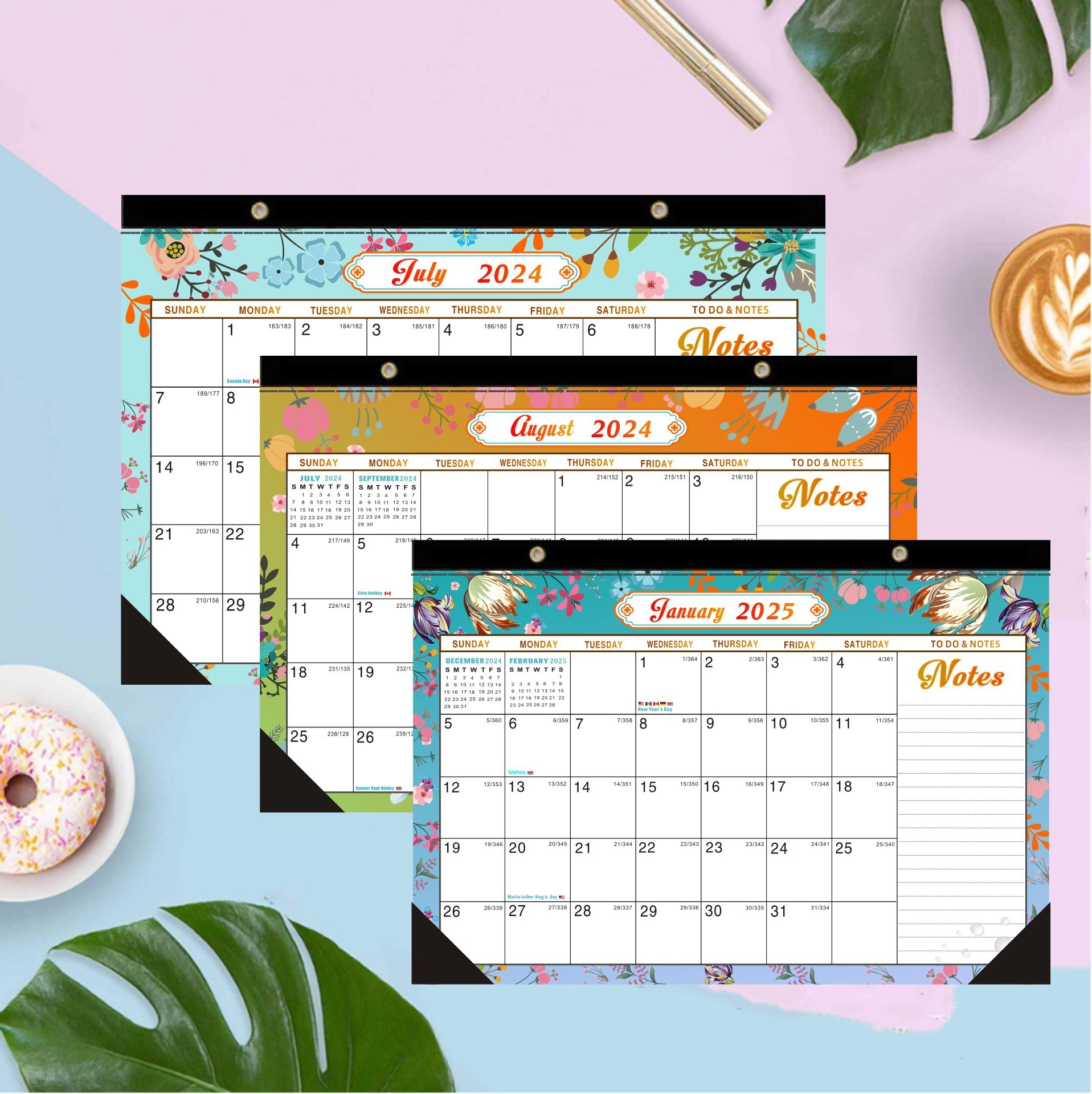 Glossy Paper Type Custom Wall Calendars For Business Needs