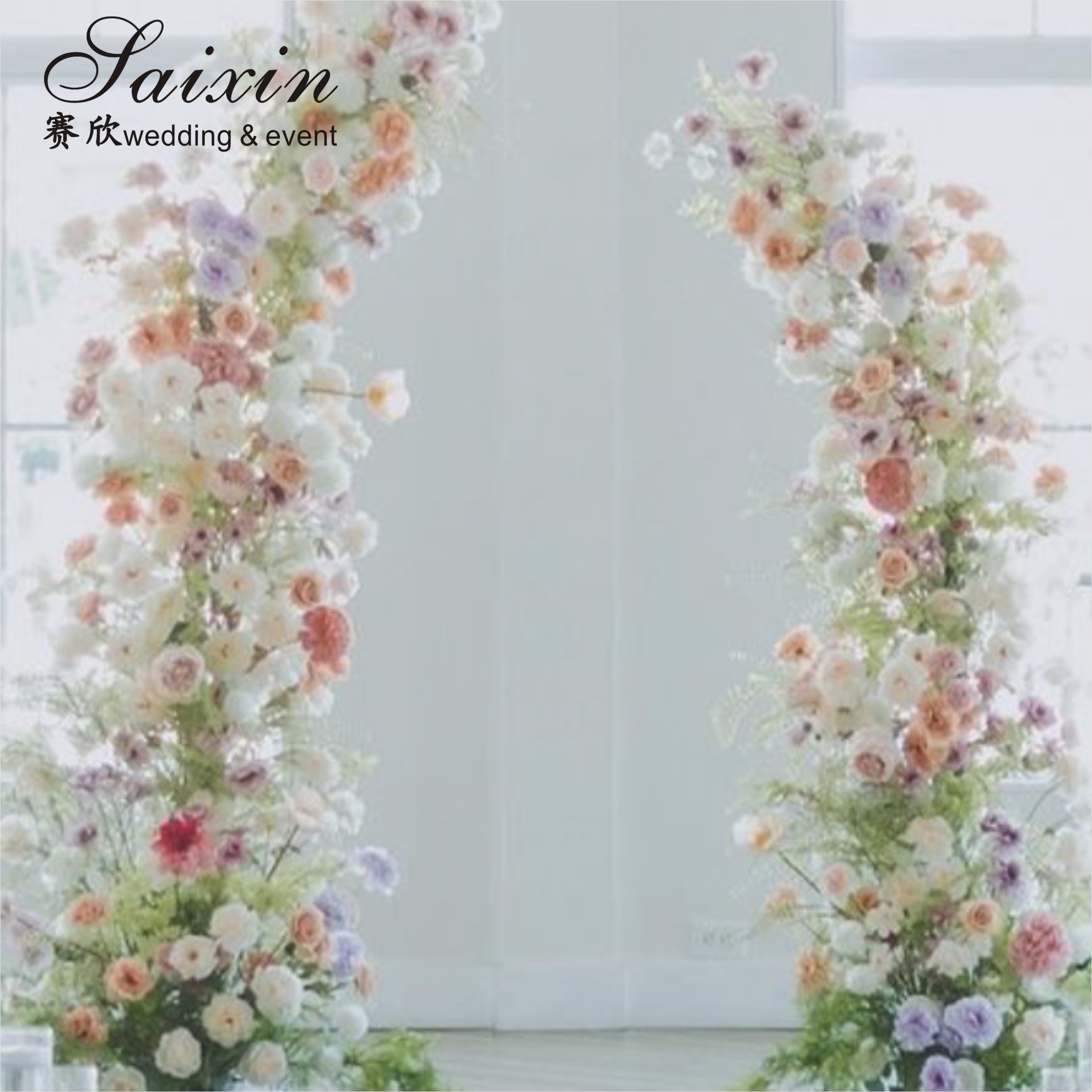 Wedding Decoration Backdrop Arch Set Cowhorn Door Wedding Artifical Flower Support Arch Backdrop