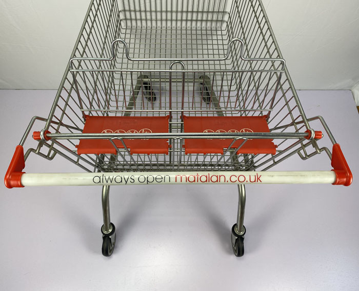 275L European Style Supermarket Trolley Carry Large Capacity Metal Cart With Foldable Double Child Seats