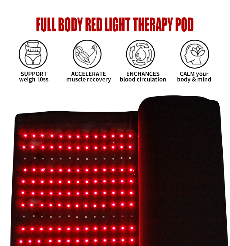 Fitkang125W Black Infrared Red Light Therapy Mat for Full Body Fat Reduction in Black Design