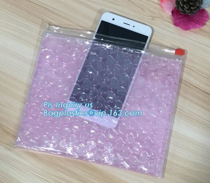 Customized Slider bubble bag, OEM Factory Price With custom Bubble Zip lockkk packaing bag, Reusable Packing Bubble Packing