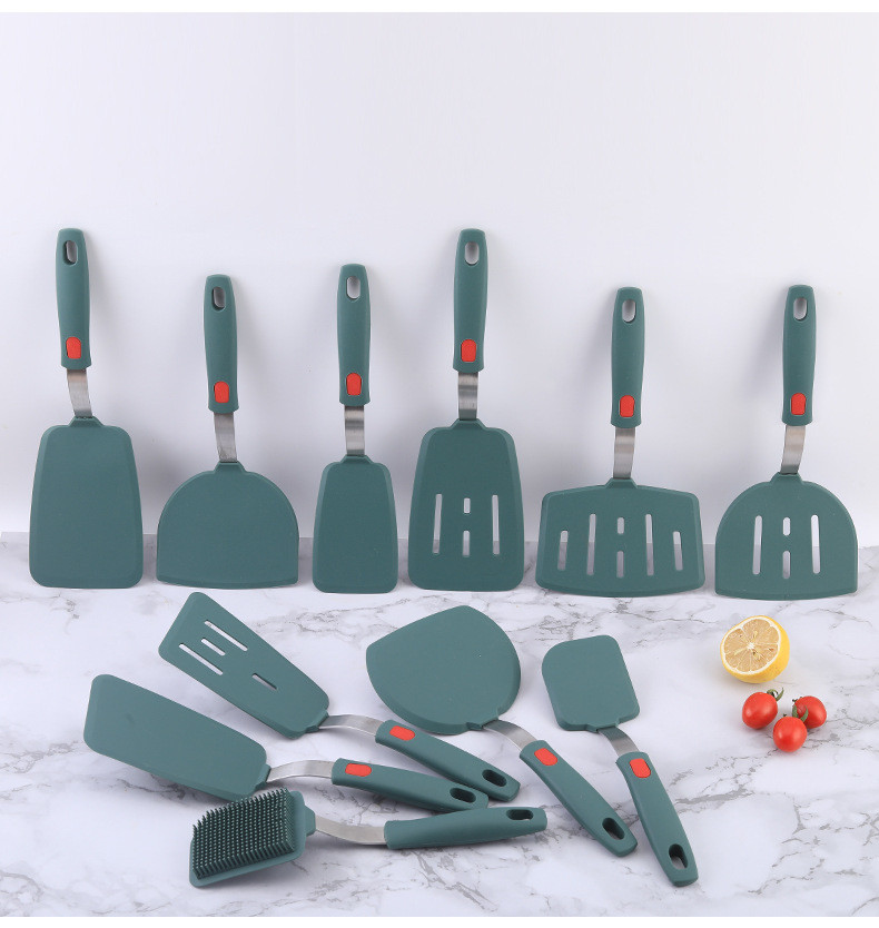 11pcs Silicone Spatula Turner Silicone Kitchen Cookware Utensils Set Kitchen Cooking Tool Spatulas for Pancake Egg Fish