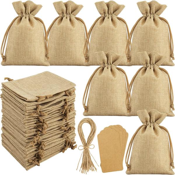 Drawstring Bags Burlap Flower Pouch Bags Gift Bags Jewelry Pouches for DIY Craft
