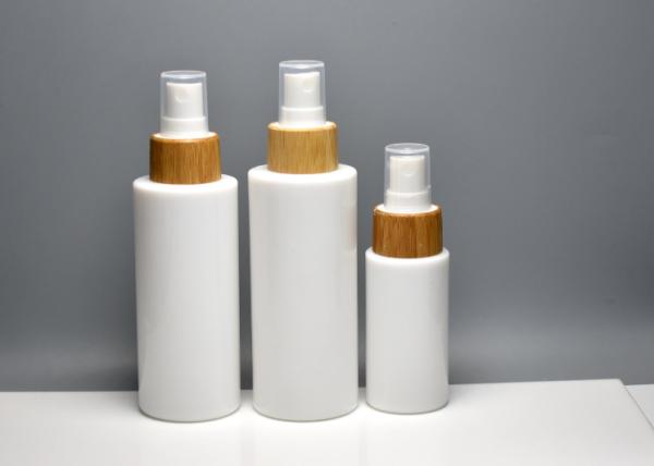 40ml 100ml 120ml Opaque White Glass Lotion Bottle With Bamboo Real Wood Mist