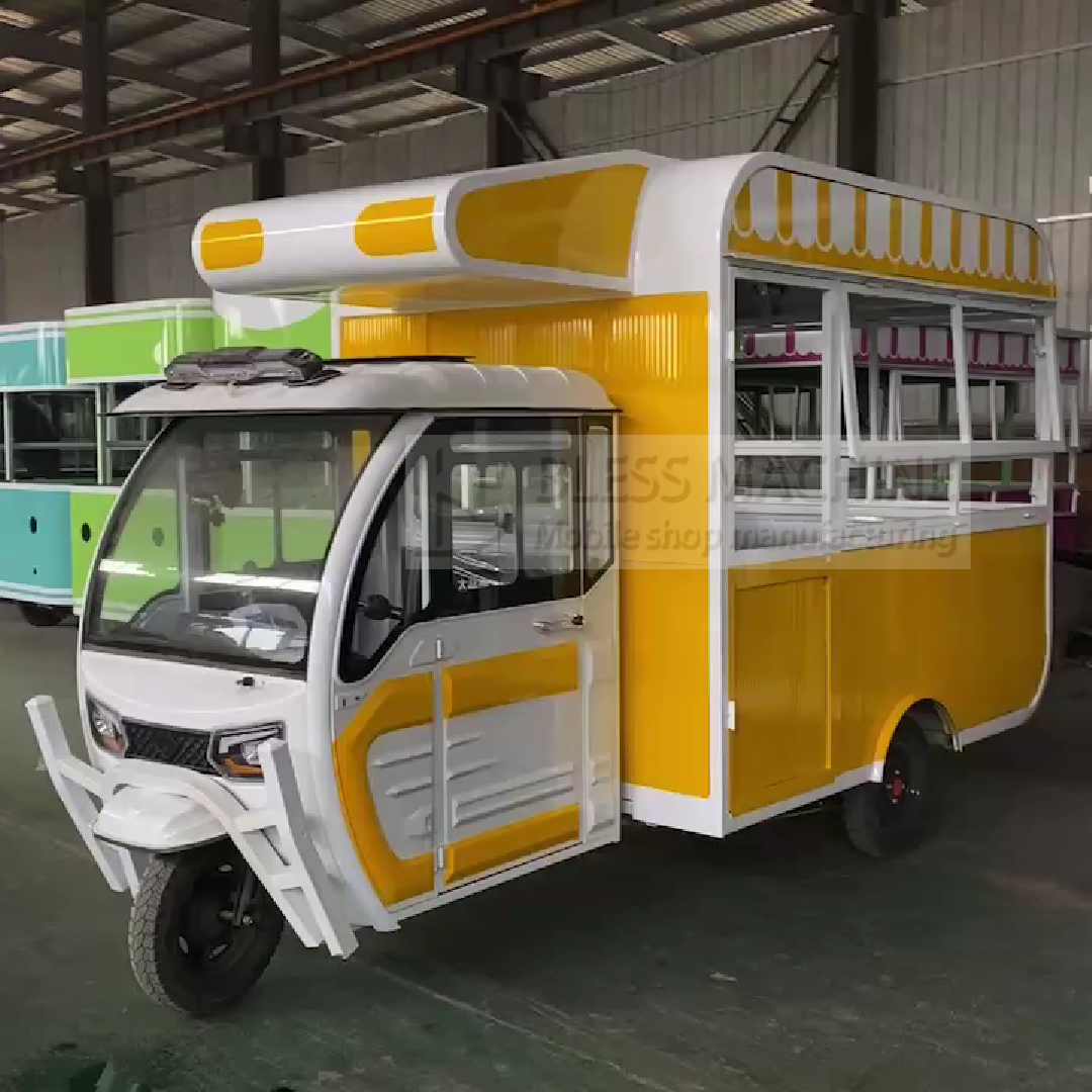 2023 Multipurpose Mobile Electric Fast Food Snack Tricycle Pedicab and Battery Powered