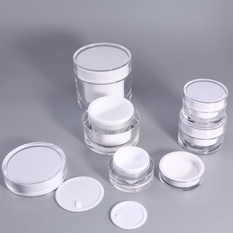 Empty Green Face Cream Acrylic Cosmetic Jar 30g With Skin Care Cream