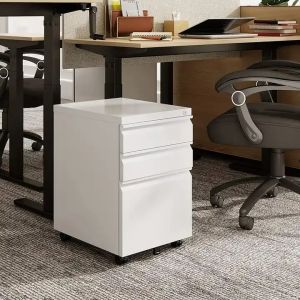 Knocked Down 3 Drawer Steel Mobile Pedestal Drawers Humanized Anti Dumping