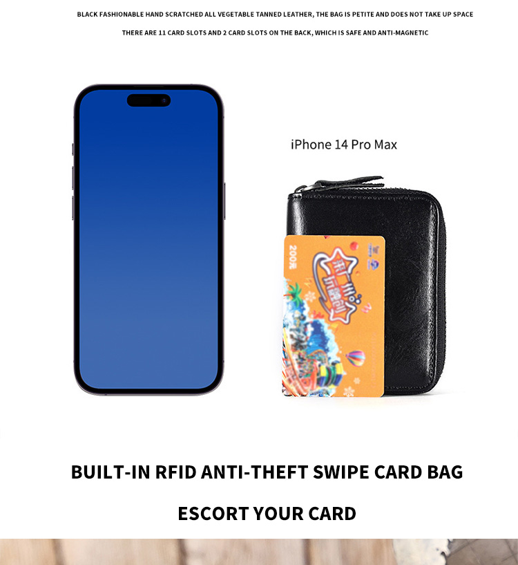 Unisex Coin Purse with Large Capacity and Rfid Blocking Zipper Closure in Leather