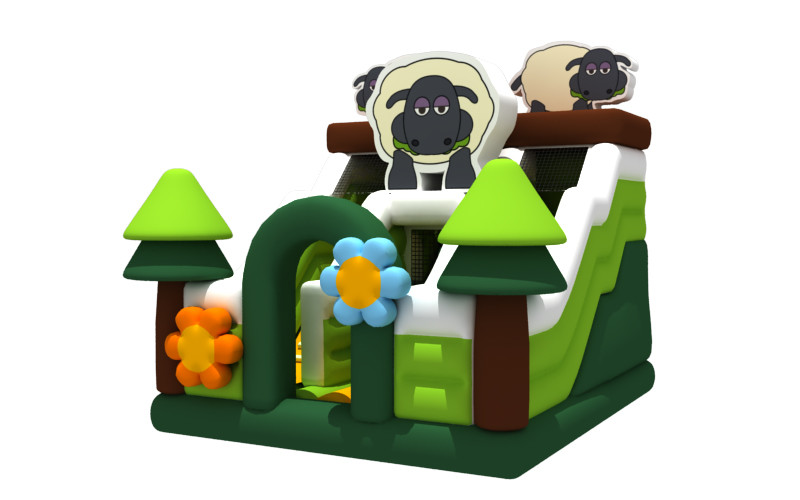 Silk Printing Inflatable Combos Sheep Themed 5x6x5.5m Garden Inflatable Bouncy Castle