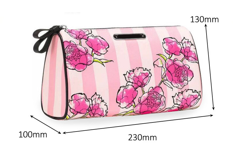 Beauty Make Up Flower Printing PU Leather Cosmetic Bag Set