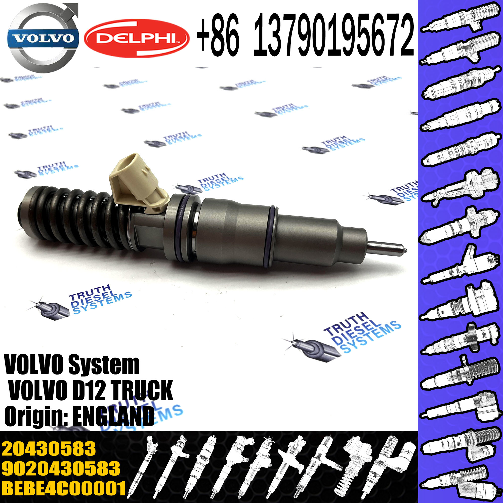 common rail injector 20430583 902043058For Renualt injector for VOL FH12 FM12 D12D diesel fuel injector 20430583