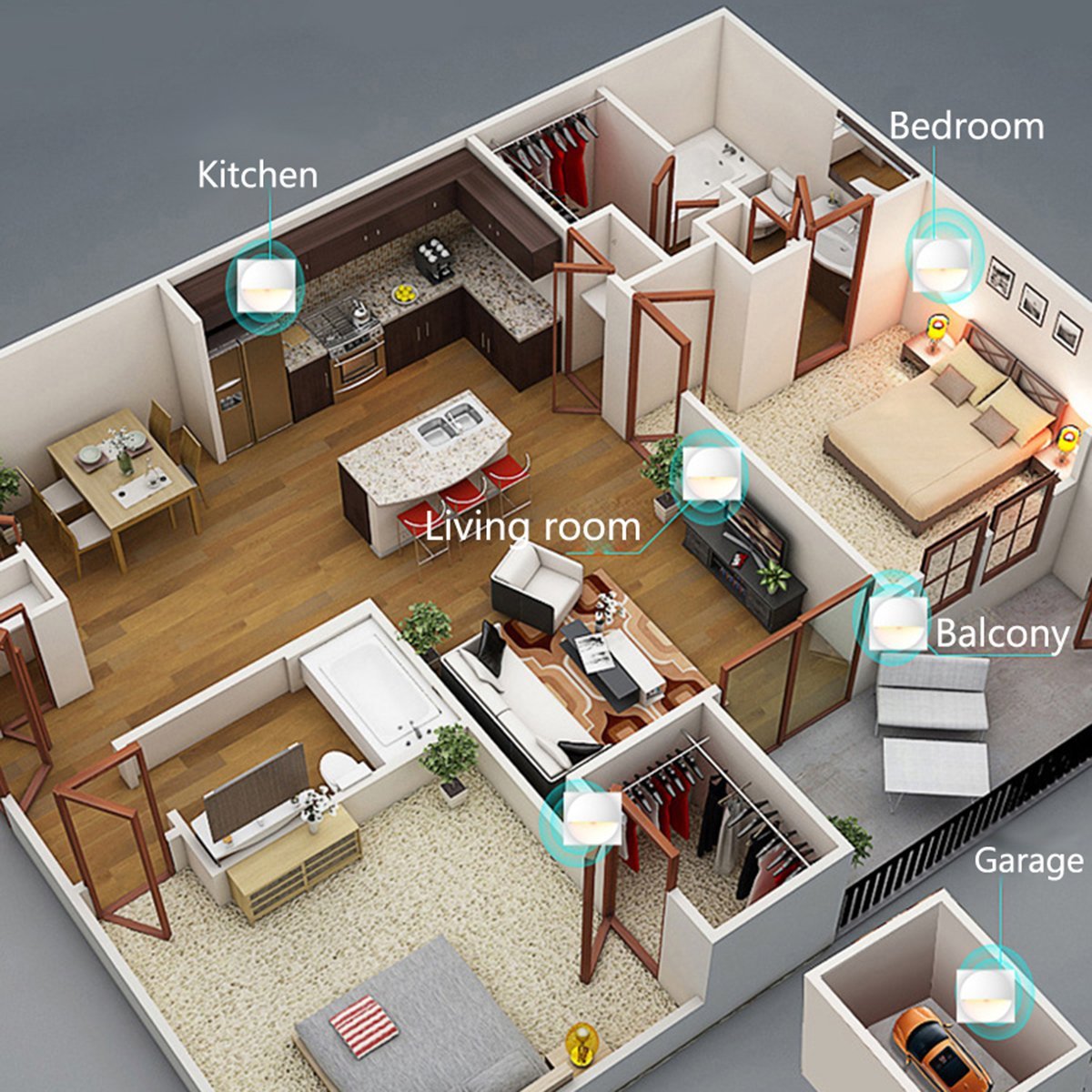 Indoor Motion Sensor LED White Night Light ,Stick Anywhere Wireless Battery Operated Dusk to Dawn Automatic Activated