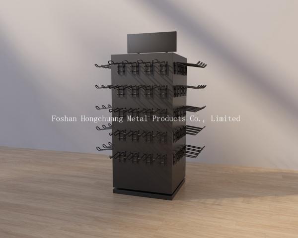 Black Metal TUV Certificate Multi Layers Earring Holder Stand, Rotating Display