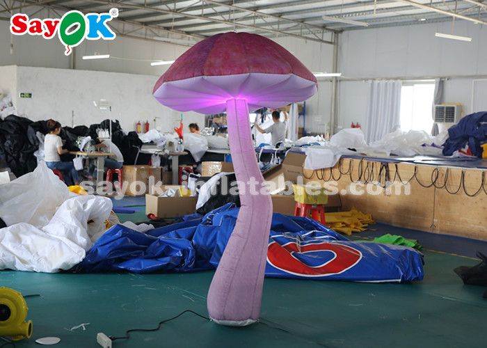 Nylon Cloth 2m Hanging Blow Up Mushroom With LED Light For Event / Wedding