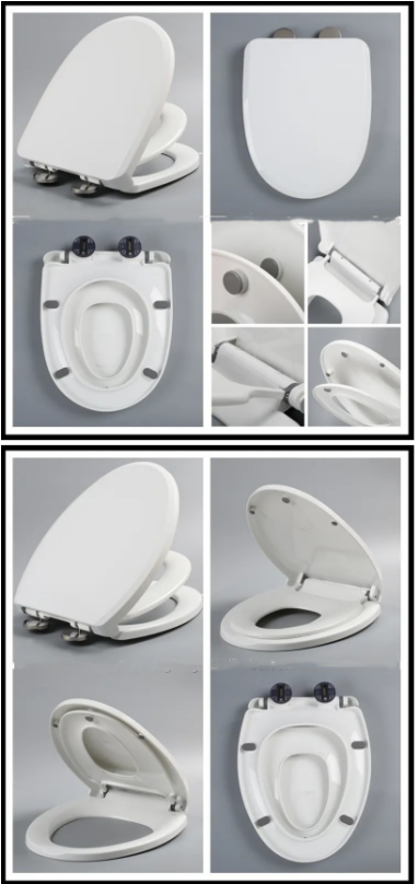 Square Shape Plastic White Toilet Seat Cover With Quick Release And Cushioned Closure