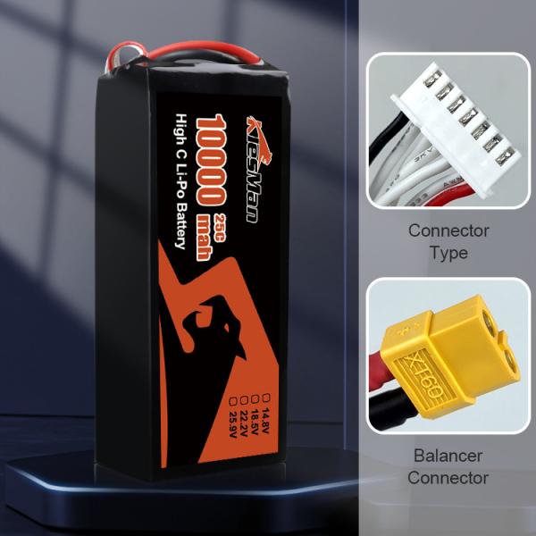 10000mAh Discharge Rate FPV Drone Battery XT60/Customized Connector 6S1P 50C