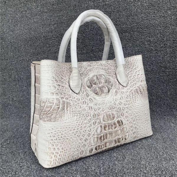 Authentic Alligator Skin Female White Purse Lady Three-way Handbag Genuine