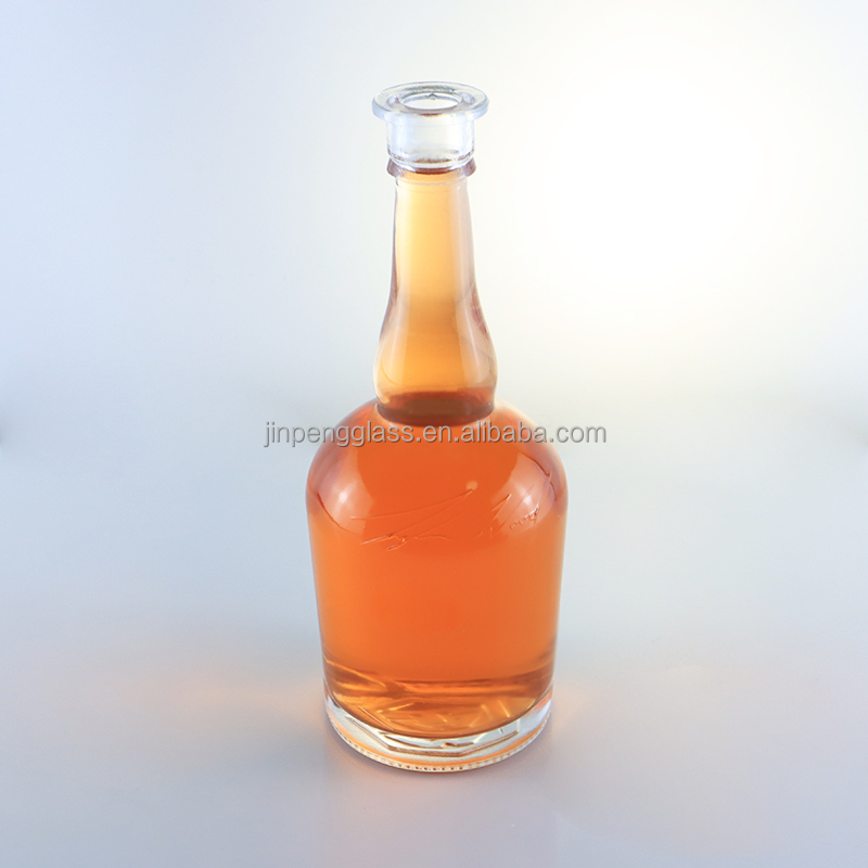Tequila Rum Champagne Brandy Whisky Glass Bottle with Long Neck and Decal Surface