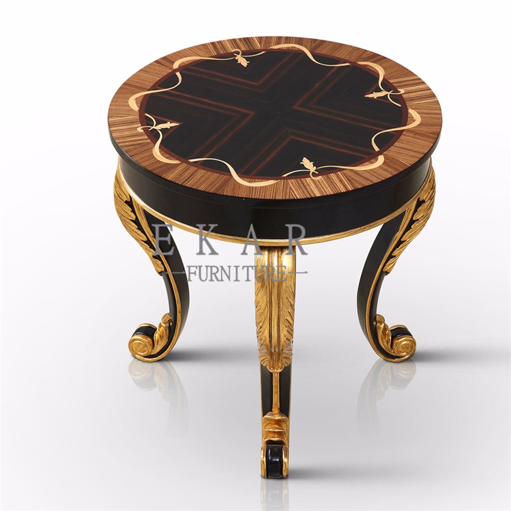 Corner Carved Wood Marble Top Coffee Antique End Table For Sofa