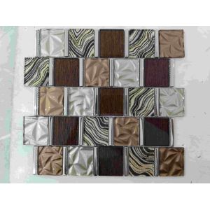 China Latest Design Kitchen Backsplash Wall Mosaic Bathroom Glass Mix Aluminum Mosaic Tile on sale