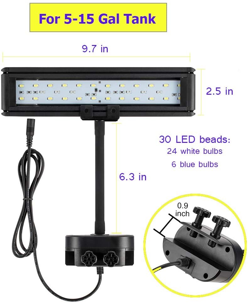 21W Gooseneck Clamp Aquarium Fluorescent Light 30 Gallon Tank