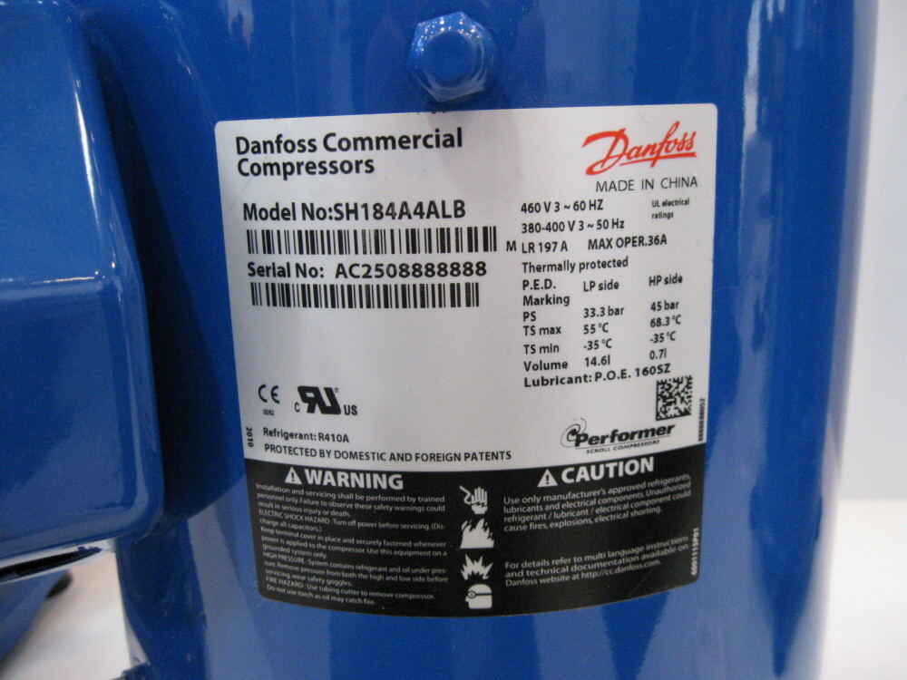 15HP R410A SH184A4ALB Performer 8HP Scroll Compressor AC Power Blue Color