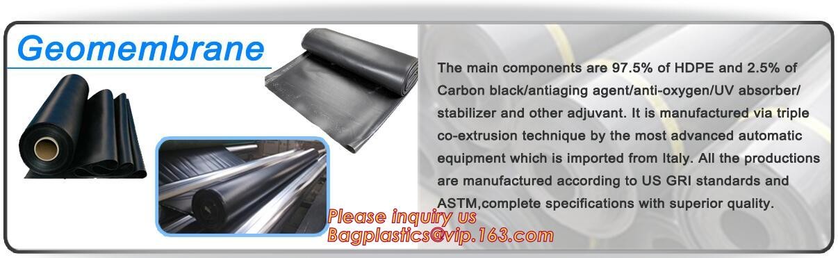 2mm HDPE reinforced polypropylene geomembrane for landfill,Geomembrane fish farming Pond Liner Hdpe Geomembrane BAGPLAST