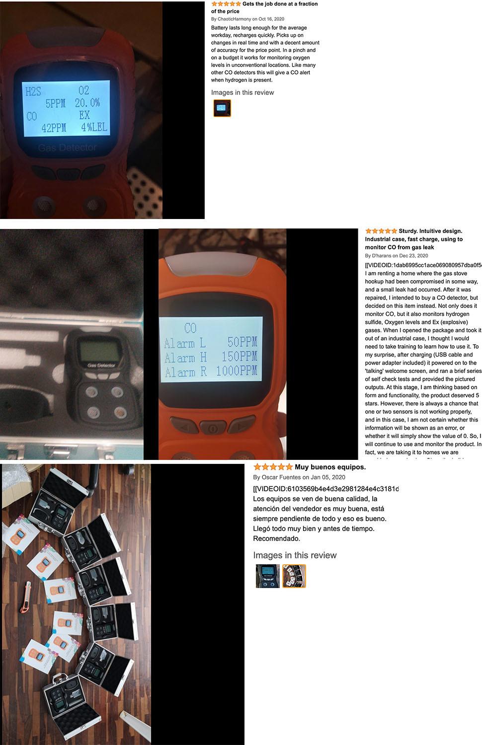 O2 CO H2S EX Gas Detector , Diffusion Rechargeable Multi Gas Monitor