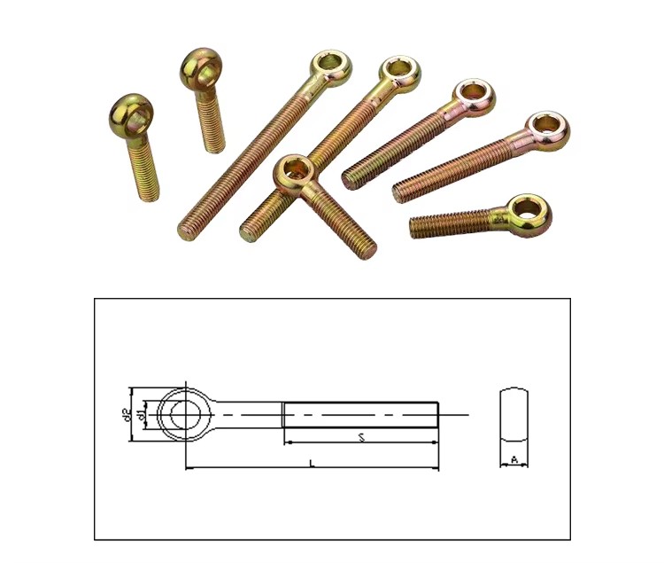 Yellow Plated Galvanized Carbon Steel DIN444 Eye Bolt For Heavy Duty Applications