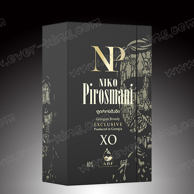 Decorative Custom Cardboard Liquor Glass Bottle Packaging Boxes For Whiskey Cognac