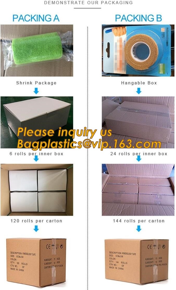Cohesive Flexible Bandage Cotton Cohesive Bandage sports tape Mixed Color Self Adhesive elastic bandage bagplastics pac