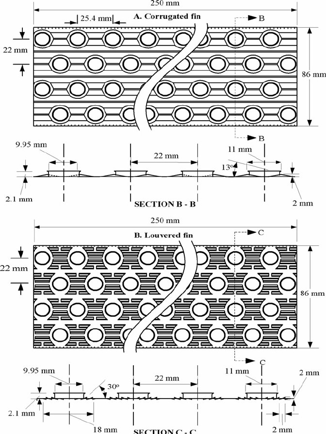 Heat Transfer Louvered Fins Air Conditioning Condenser Φ7.94 21*12.65mm