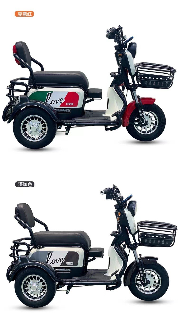 THE NEW SMALL ELECTRIC TRICYCLE BRINGS ITS OWN BABY TO THE HOME TO PICK UP CHILDREN LEISURE ELECTRIC TRICYCLE