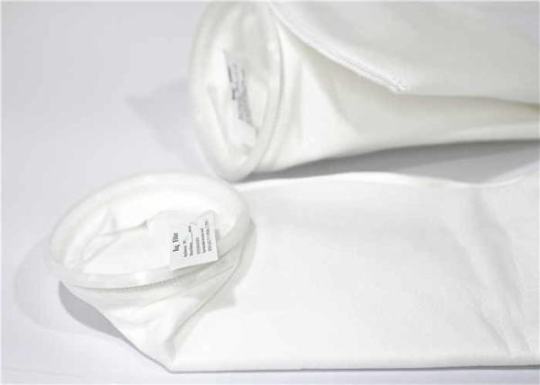 100 300 Micron Filter Bag , Fabric Nylon Filter Bag White Color Post Heat