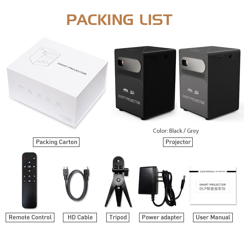 Home Movie Smart Touch Small Square Projector Native 1080P Outdoor Portable