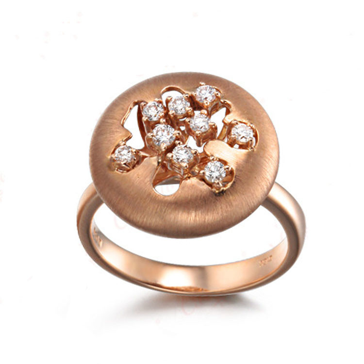 18K Rose Gold Daimonds Fastener Shape Wedding Ring for Women Gift (GDR006)