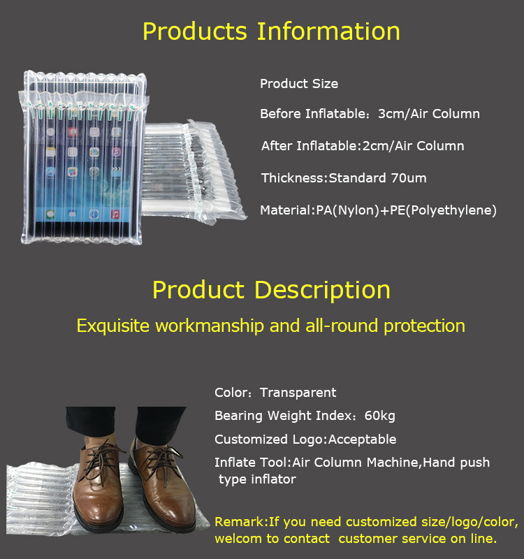 Air Column Bag Protective Package Inflatable Wrap Pack Bubble Bag For Laptop Cushion Packaging Material Air Bag For Packing