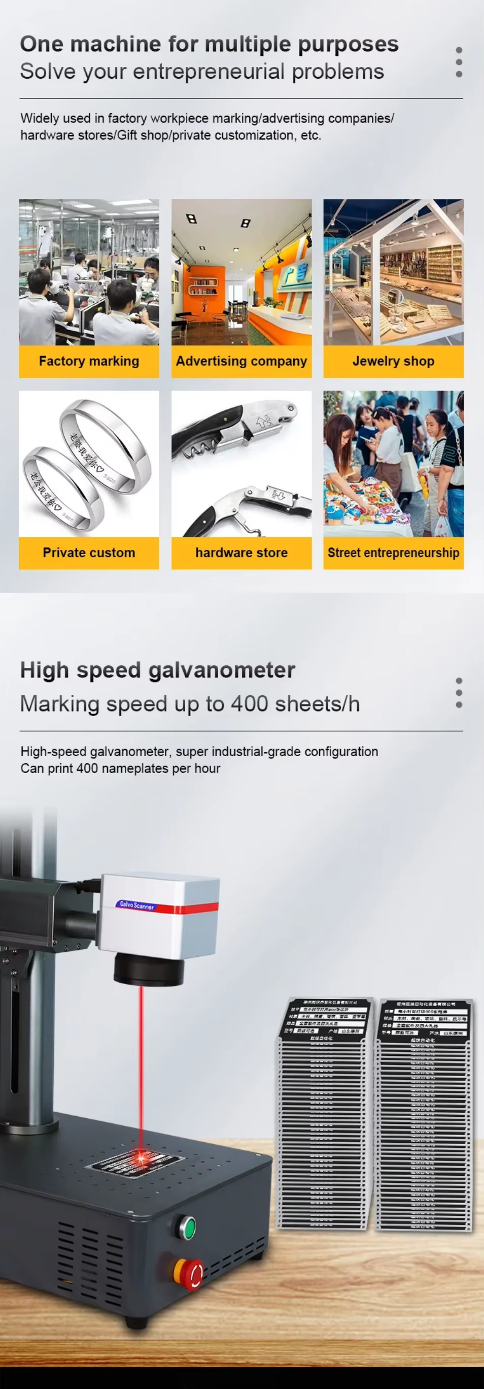 Fiber Laser Marking Machine 20W 30W 50W for Metal Plastic Pen Gold Silver Jewelry Handling Handling Handling
