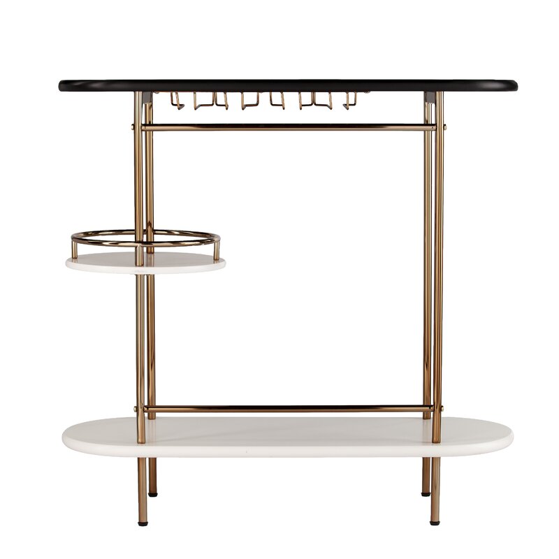 ODM Black Gold Rolling Drinks Cart Trolley for Kitchen
