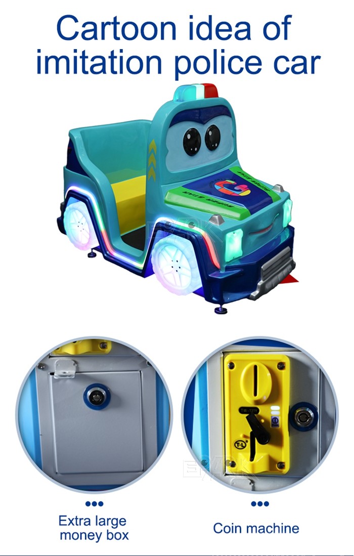 Fiber Glass coin Operated Amusement Rides Big G A Police Cartoon Car