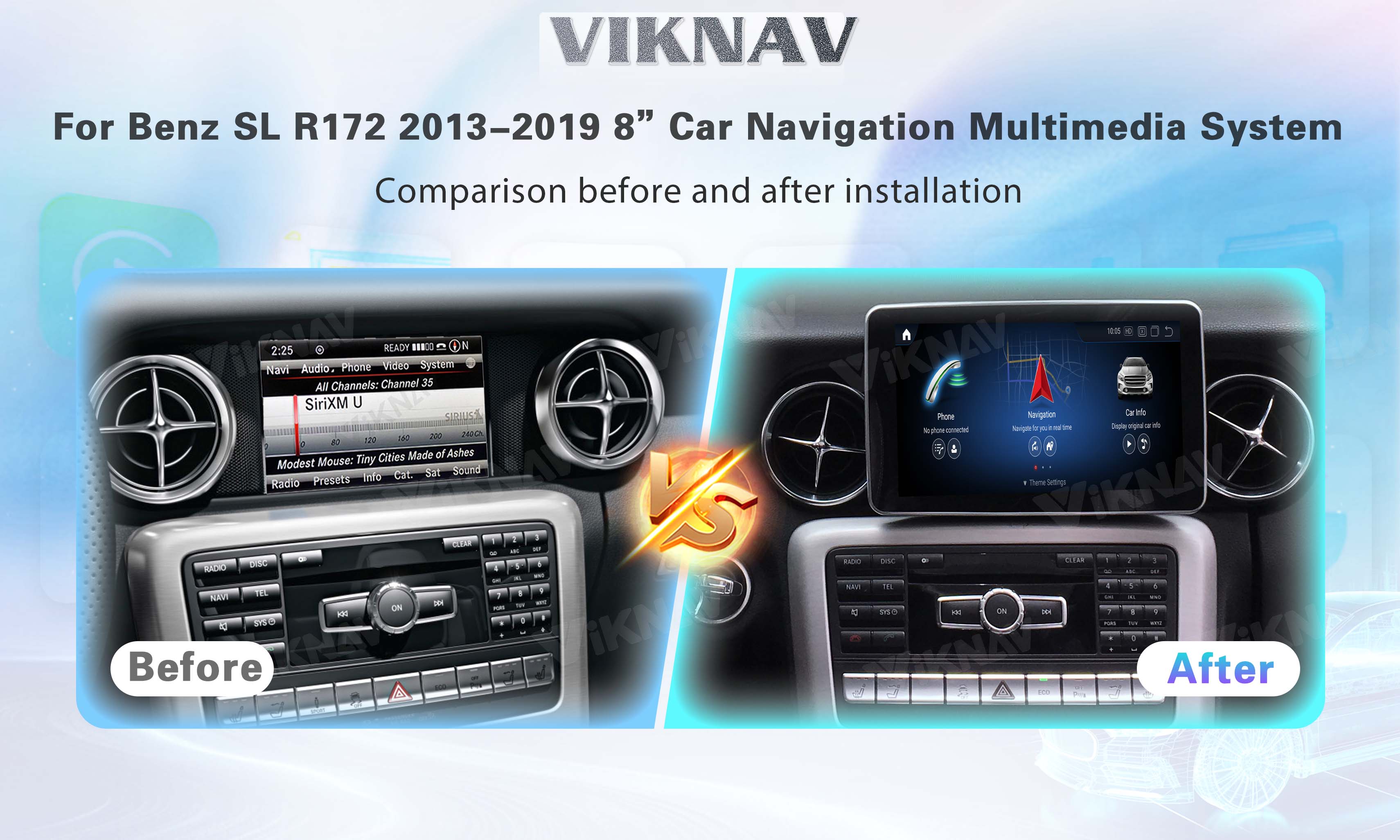 Viknav 8Inch Android Car Radio With Screen Multimedia Player For Mercedes Benz SL SLK SLC R172 2013-2019 GPS 2Din NTG4.5