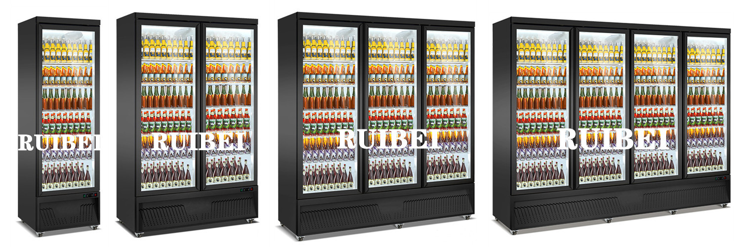 Upright 2 Glass Doors Refrigerator Display Case Upright Beverage Cooler
