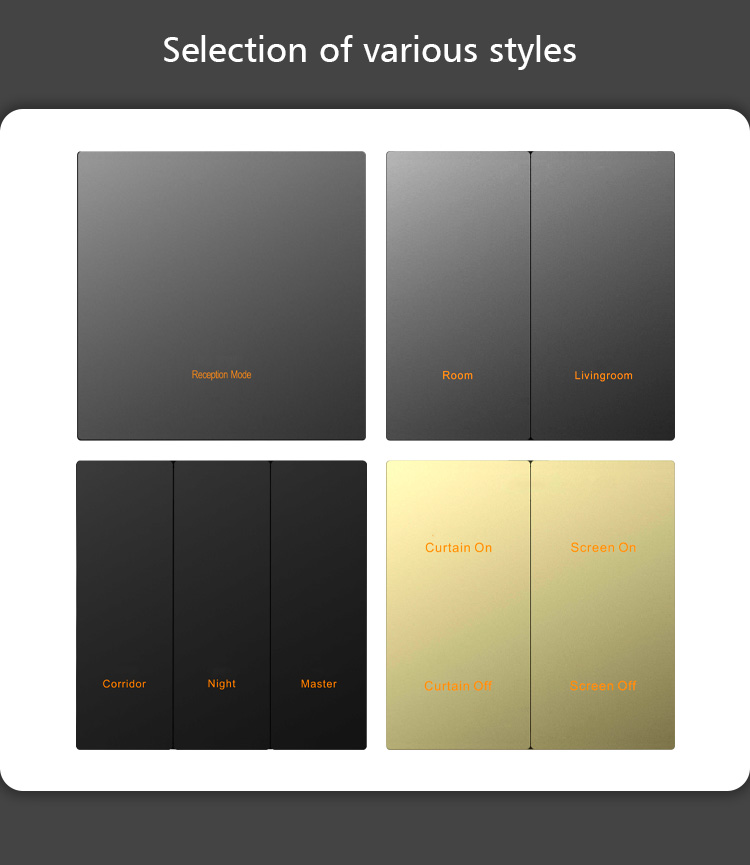 UK Square Box 2 Gang 12 Voltage RS485 Light Switch 86mmx86mm