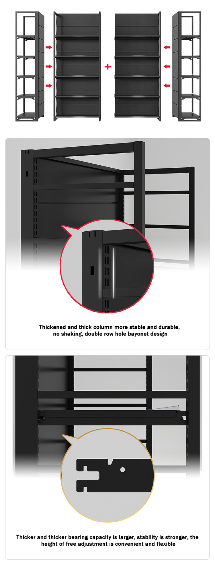 Stable And Durable Retail Shelf Display Supermarket Rack System