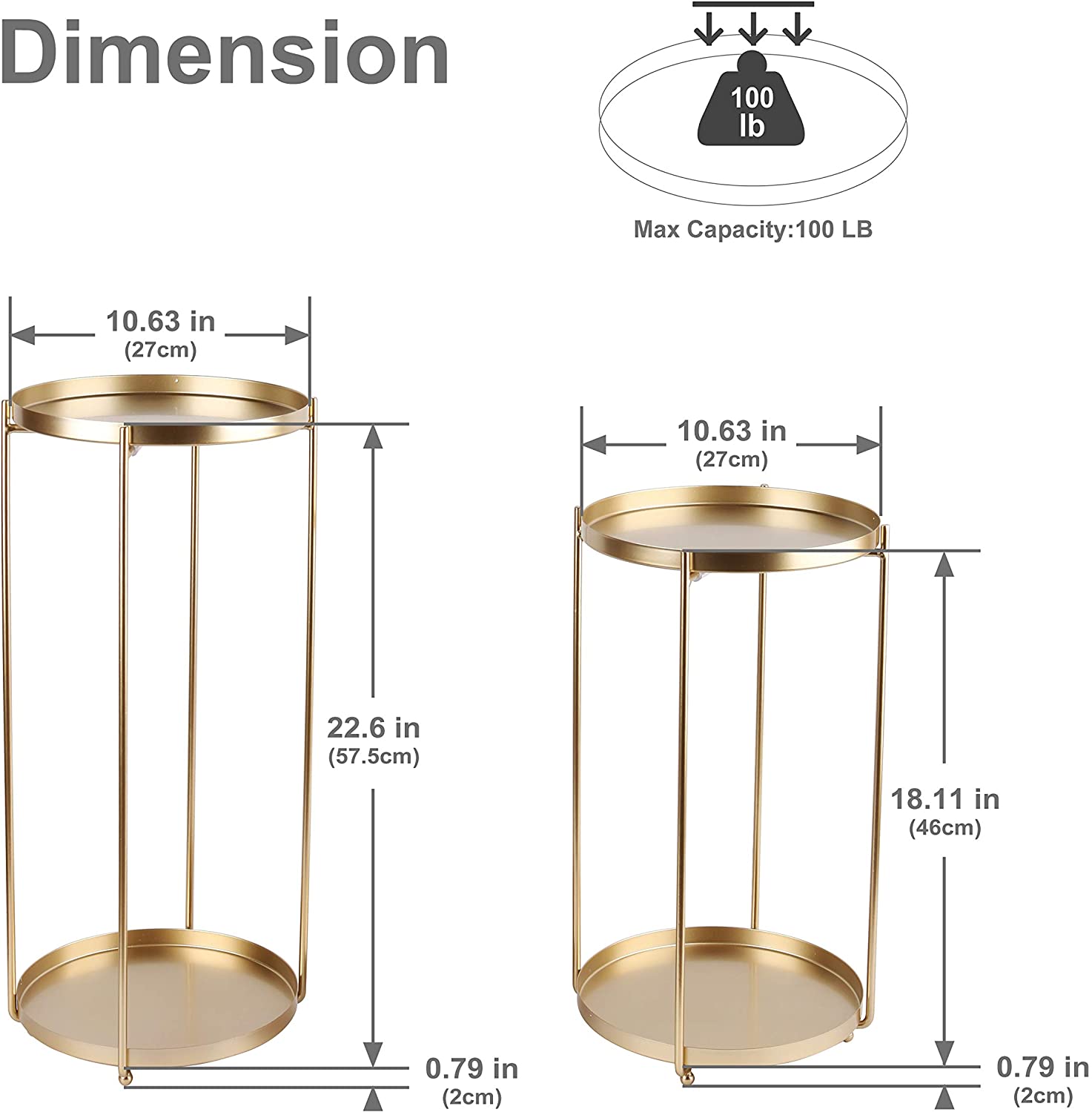 Pack of 2 Custom Size End Tables for Small Space Furniture Hardware Housewarming