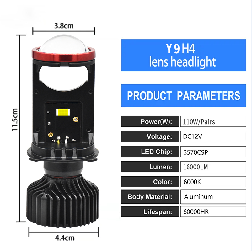 CSP3570 LED Motorcycle Lights 16000LM H4 Led Projector Bulb 55W
