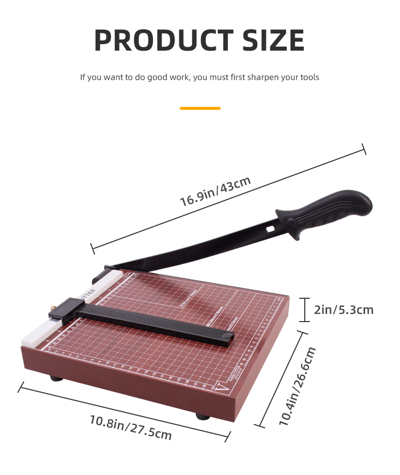 Mini Paper Cutter with Wooden Base Manual Paper Trimmer from ZEQUAN