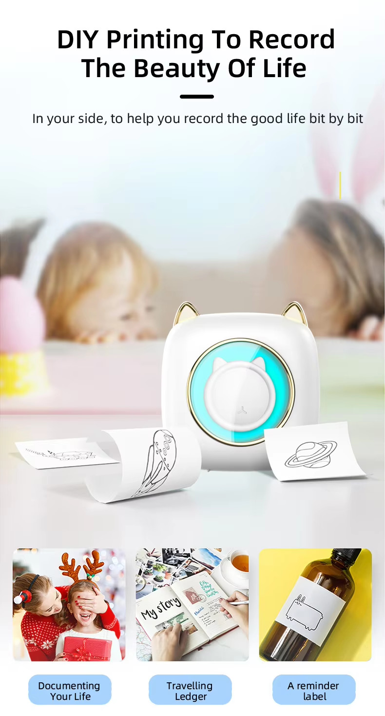 Thermal Label Pocket Sticker Printer Inkless Pocket Printer For Android IOS