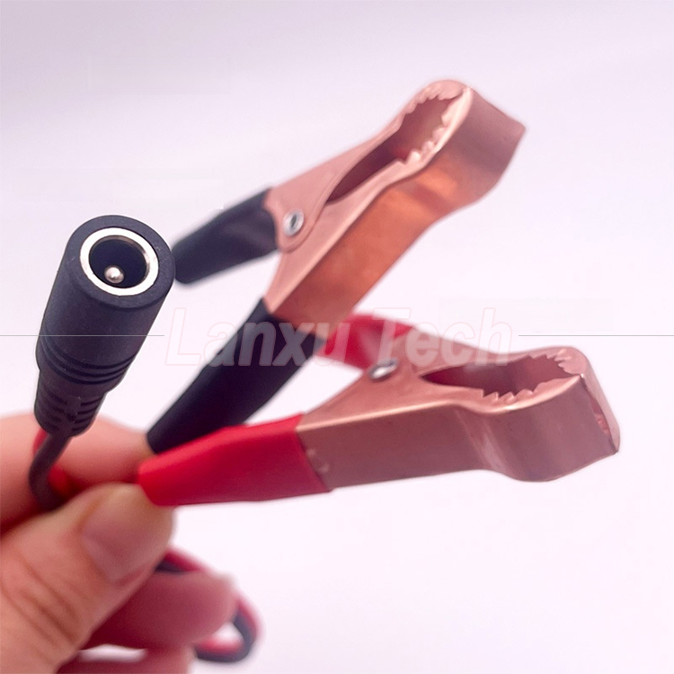 Male Female DC Jack Plug 5.5x2.1mm to Alligator Clips Car Charger Power Supply Cord Cable